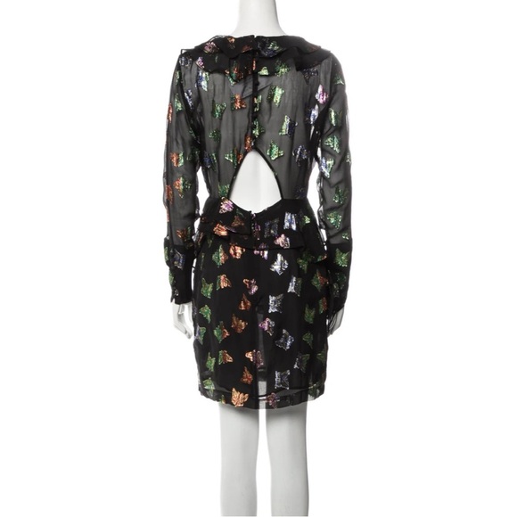 The Kooples Silk Ruffle Butterfly Bomb Mini Long Sleeve Dress - Picture 5 of 16
